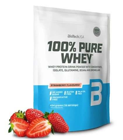 BioTechUSA 100% Pure Whey, Strawberry - 454 grams Fashion