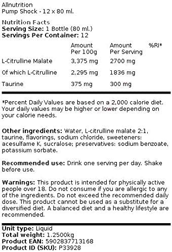 Allnutrition Pump Shock - 12 x 80 ml Supply