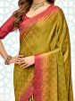 NOZ2TOZ Women s Pure Silk Olive Embellished Designer Saree With Blouse Piece Sale