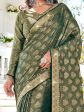 NOZ2TOZ Women s Pure Silk Green Woven Design Designer Saree With Blouse Piece Cheap