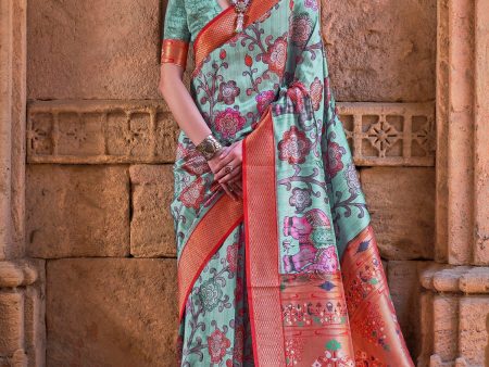 NOZ2TOZ Women s Silk Blend Turquoise Woven Design Designer Saree With Blouse Piece Online