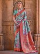 NOZ2TOZ Women s Silk Blend Turquoise Woven Design Designer Saree With Blouse Piece Online