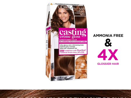 LOreal Paris Casting Creme Gloss - 535 Mahogany Golden Light Brown Hair Color on Sale