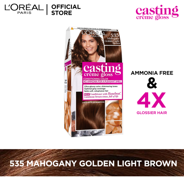 LOreal Paris Casting Creme Gloss - 535 Mahogany Golden Light Brown Hair Color on Sale