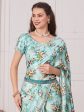 NOZ2TOZ Women s Satin Silk Light Blue Embellished Designer Saree With Blouse Piece Hot on Sale