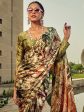 NOZ2TOZ Women s Satin Silk Olive Printed Designer Saree With Blouse Piece Online now