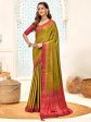 NOZ2TOZ Women s Pure Silk Olive Embellished Designer Saree With Blouse Piece Sale